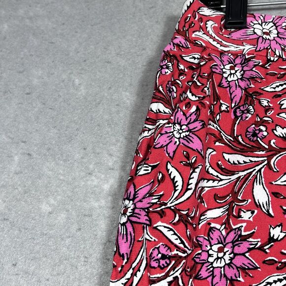 Loft Pants Womens Small Red Pink Fluid Wide Leg Floral Spring Bloom Pockets - Picture 3 of 12